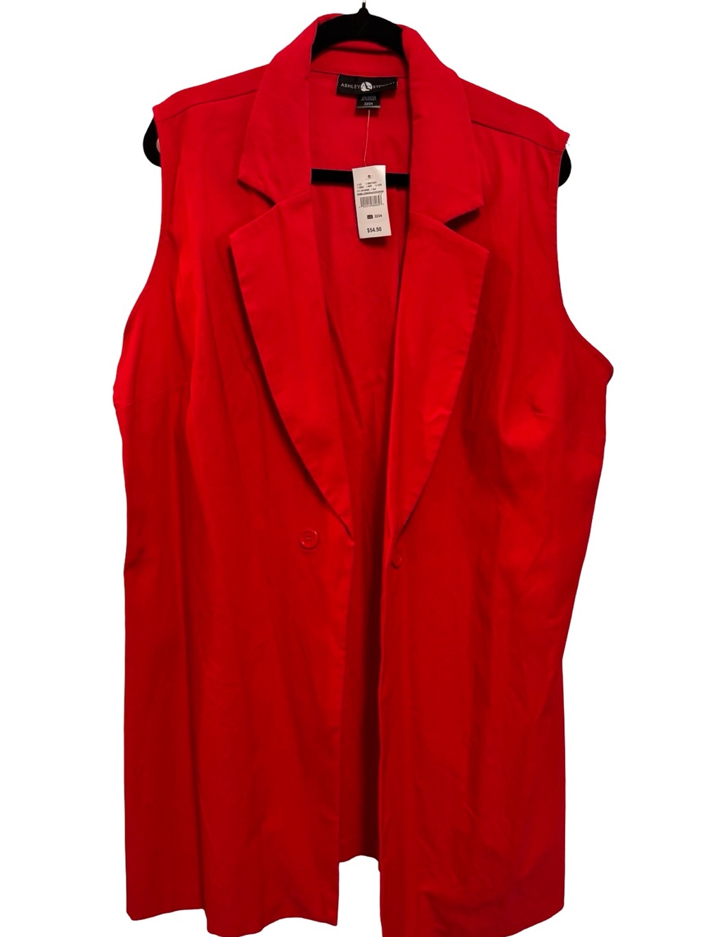 Ashley Stewart Bright Red Sleeveless Blazer Vest